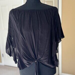 Gauzy black batwing top